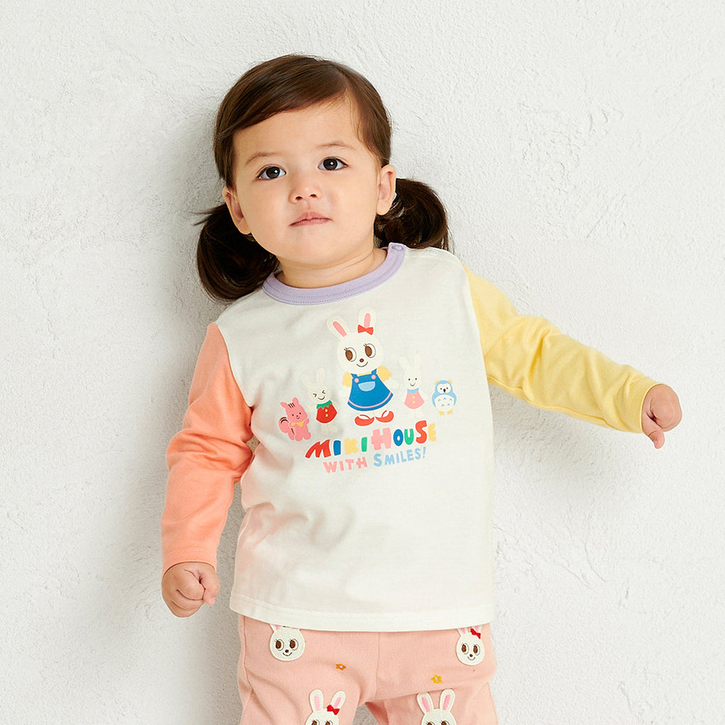 Mikihouse - Character Group Long-Sleeved T-Shirt, Made in Japan - 80cm-90cm