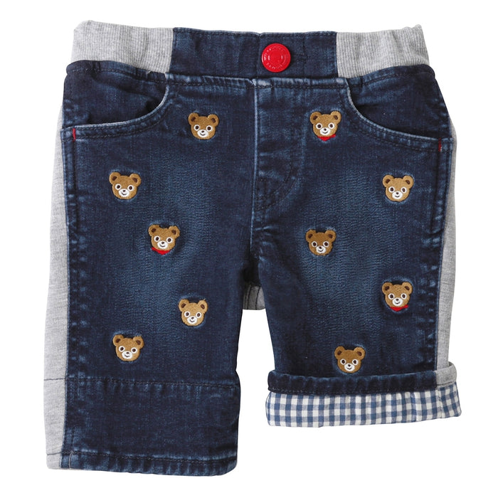 Mikihouse - Mini Puchi & Usako Mixed Material 7/8 Length Pants Boys Girls Kids Baby - 80-100cm