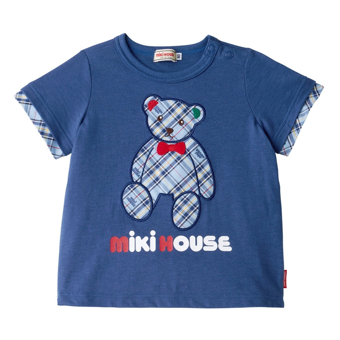 Mikihouse - Check Bear Short-sleeve T-shirt - 100-110cm