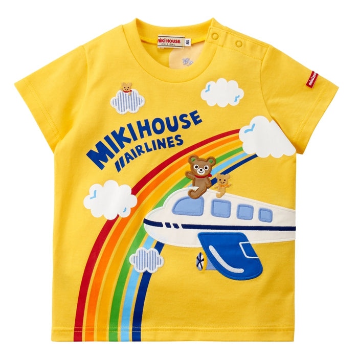 Mikihouse - Pucci Airplane Short-Sleeved T-Shirt, Made in Japan - 80cm-130cm
