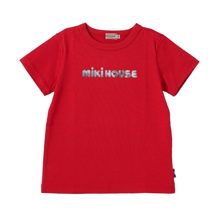 Mikihouse - Glitter Logo Short-Sleeved T-Shirt Made in Japan Boys Girls Kids Baby Junior - 110-130cm