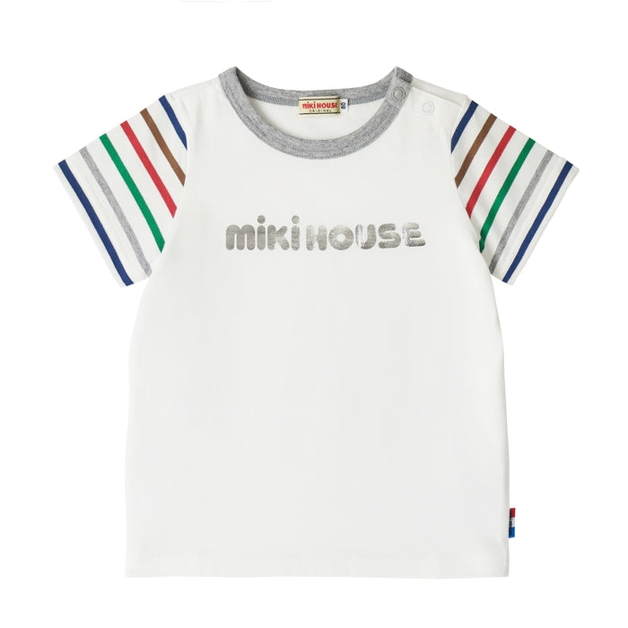 Mikihouse - Glitter Logo Short-Sleeved T-Shirt Made in Japan Boys Girls Kids Baby Junior - 120-130cm
