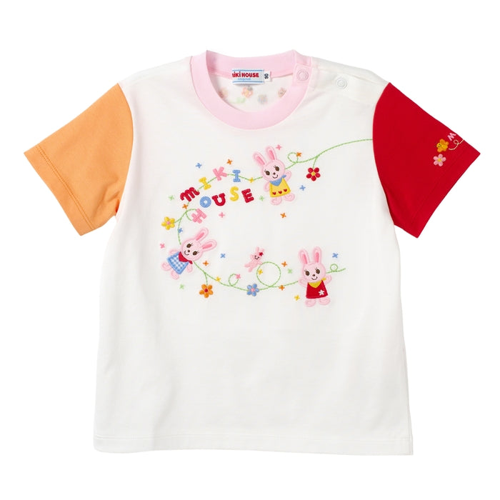 Mikihouse - Short-sleeved T-shirt Usako embroidery Made in Japan Girls - 90-130cm