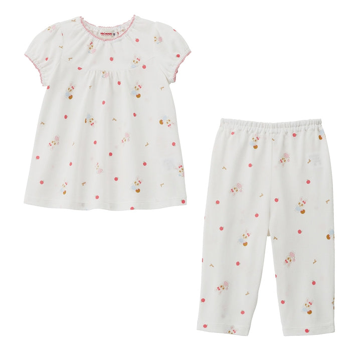 Mikihouse - Usako Tuck Jersey Short-Sleeved Pajamas for Girls - 110cm