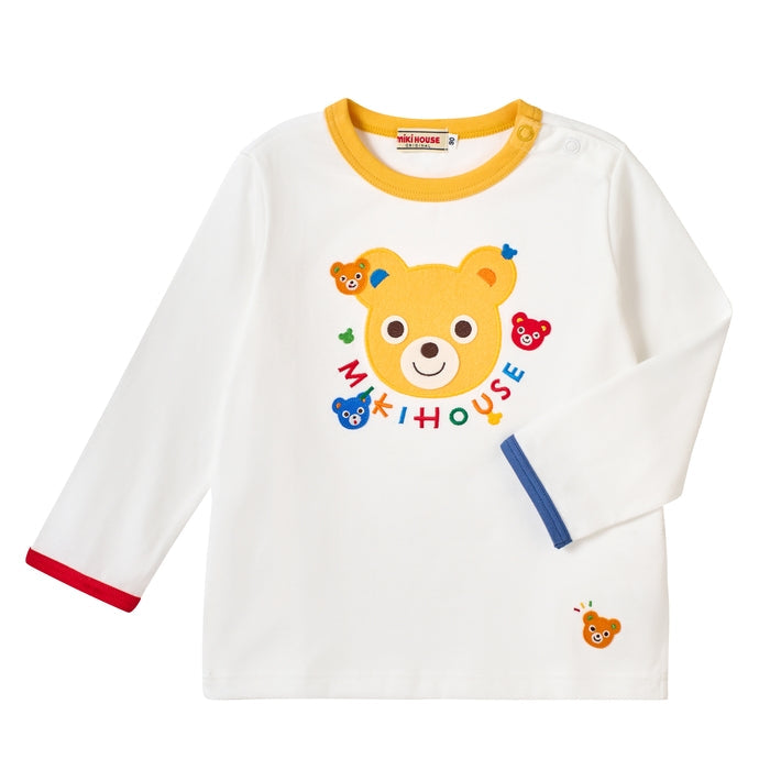 Mikihouse - Pucci Face Patch Long-Sleeved T-Shirt, Made in Japan - 90cm-130cm