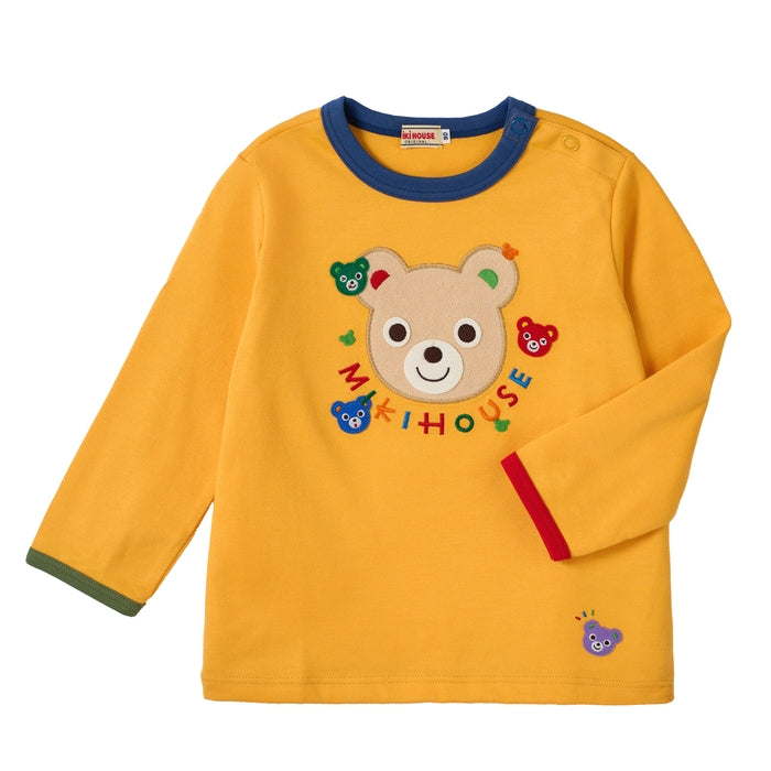 Mikihouse - Pucci Face Patch Long-Sleeved T-Shirt, Made in Japan - 90cm-130cm