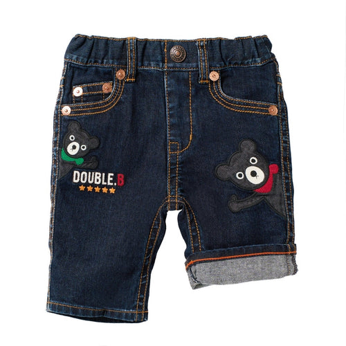 Double B - B-kun Embroidered Denim Half Pants Boys Kids Baby - 90-130cm