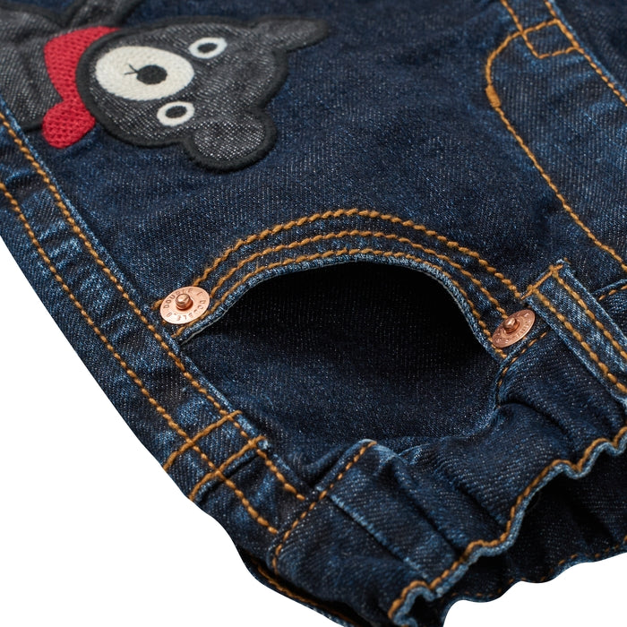 Double B - B-kun Embroidered Denim Half Pants Boys Kids Baby - 90-130cm