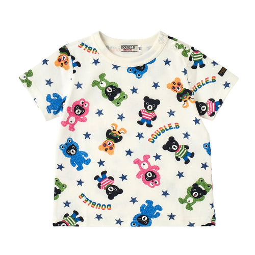 Double B - Double BB-kun all-over print short-sleeved T-shirt Made in Japan Boys Baby Kids - 100-130cm