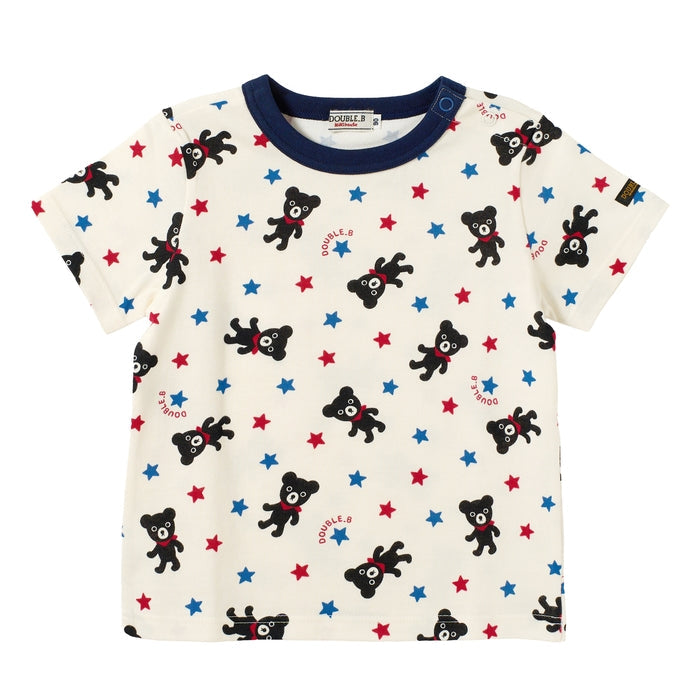 Double B - 40%OFF Short-Sleeved T-Shirt B-kun and Stars Allover Print Boys Made in Japan Baby Kids - 100-130cm