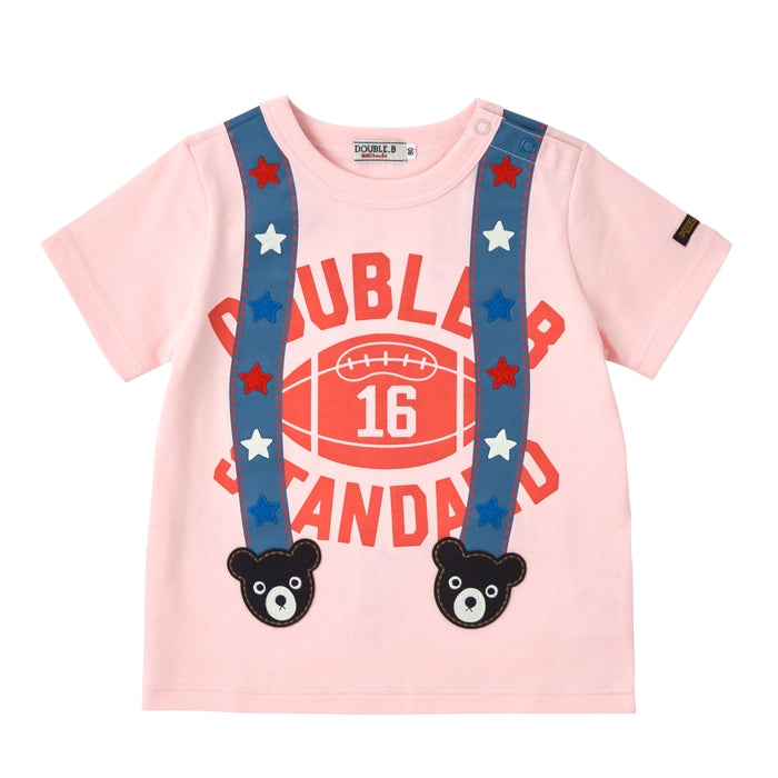 Double B - Suspender Print Short-Sleeved T-Shirt, Made in Japan - 90cm-130cm