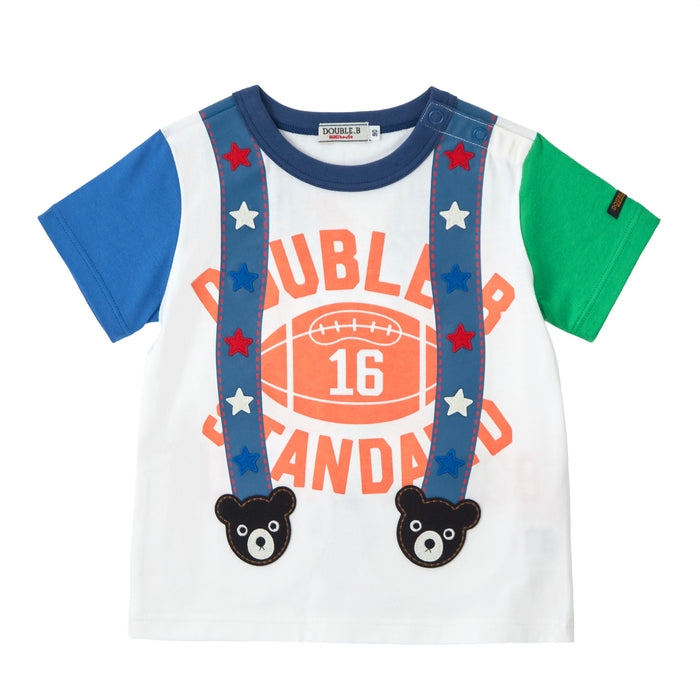 Double B - Suspender Print Short-Sleeved T-Shirt, Made in Japan - 90cm-130cm