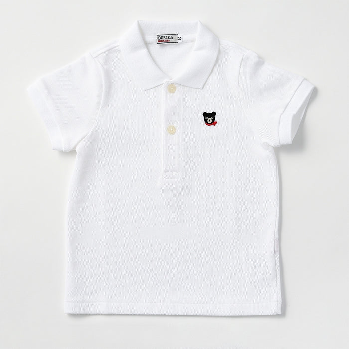 Double B - Polo Shirt with Black Bear Embroidery on Chest Made in Japan Baby Kids Junior Boys Girls - 100-130cm