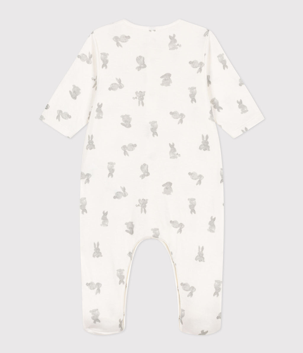 PB-NG024 - Petit Bateau Baby Tubique Pyjamas Bunny Print (White / Grey)