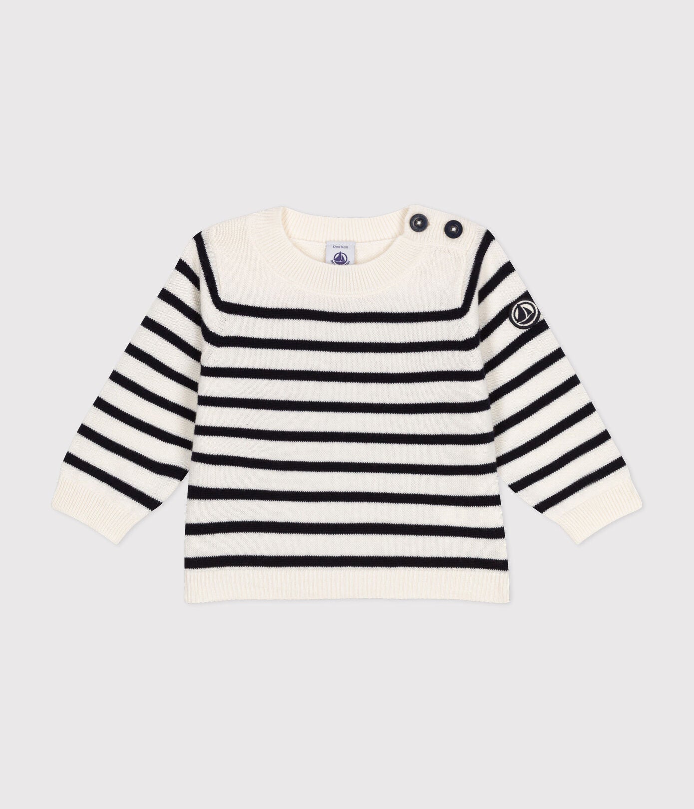 PB-NB037 - Petit Bateau Baby wool and cotton knitted sweater