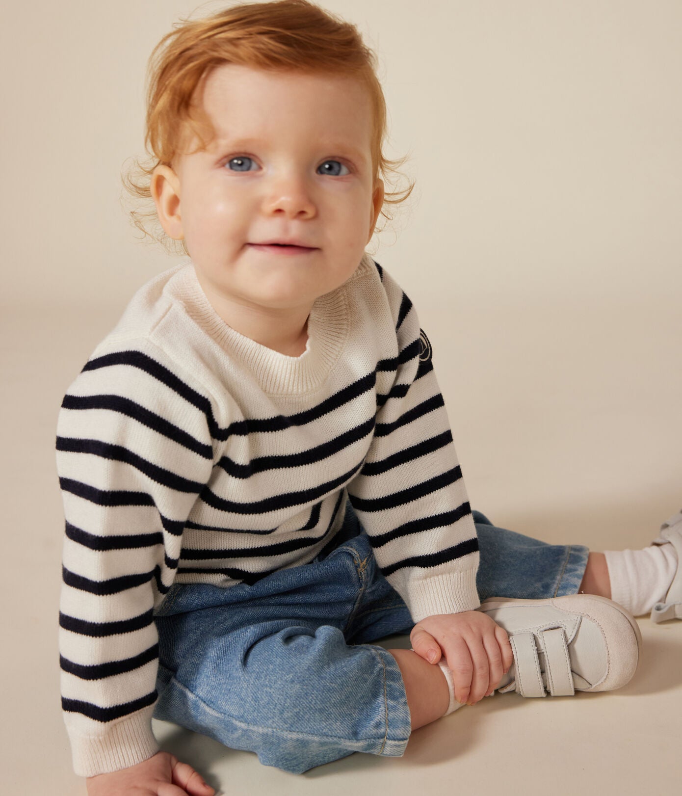 PB-NB037 - Petit Bateau Baby wool and cotton knitted sweater