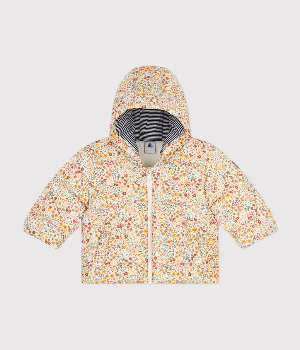PB-NG010 - Petit Bateau Baby Hooded Floral Print Puffer Jacket