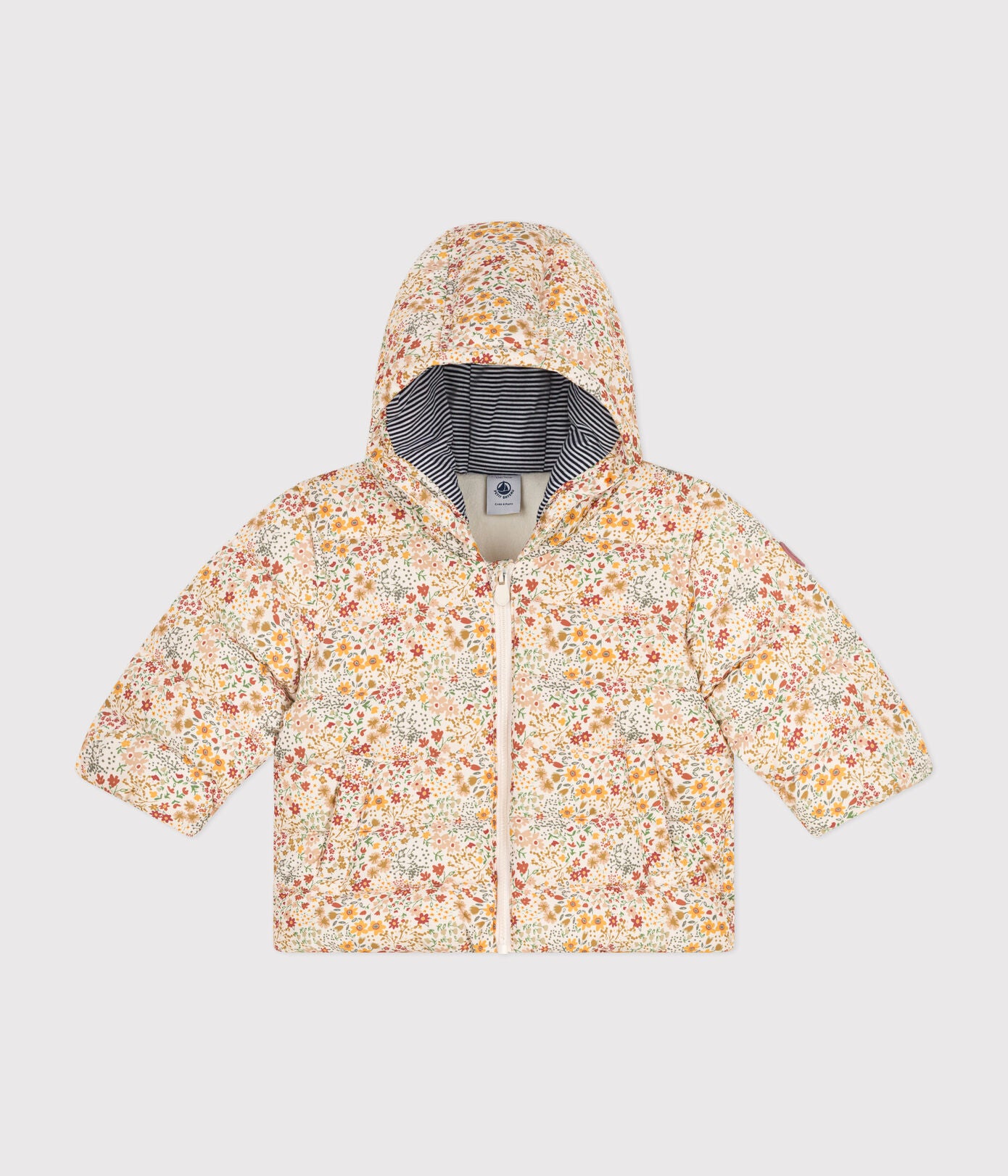 PB-NG010 - Petit Bateau Baby Hooded Floral Print Puffer Jacket