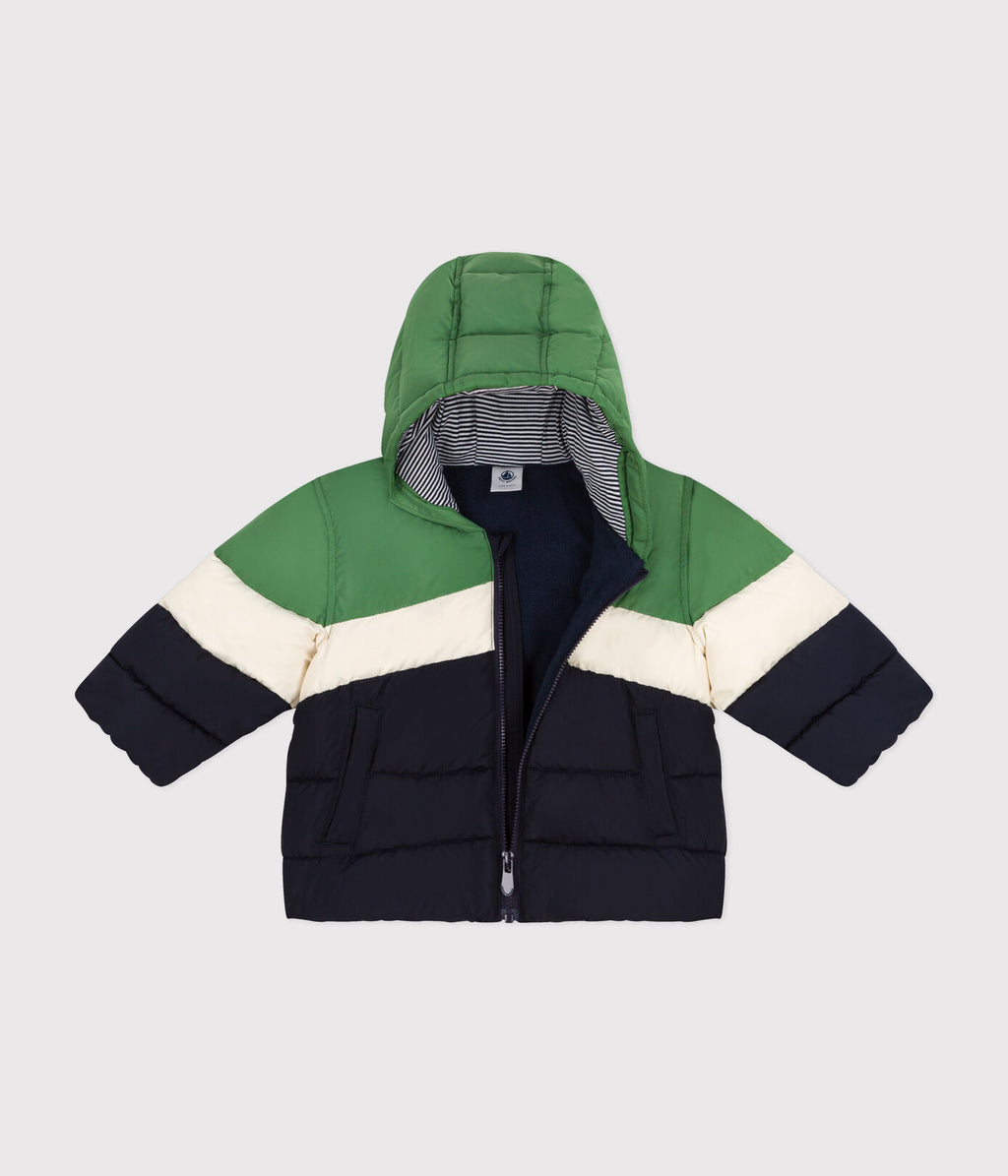 PB-NB021 - Petit Bateau Baby Colour Block Hooded Puffer Jacket