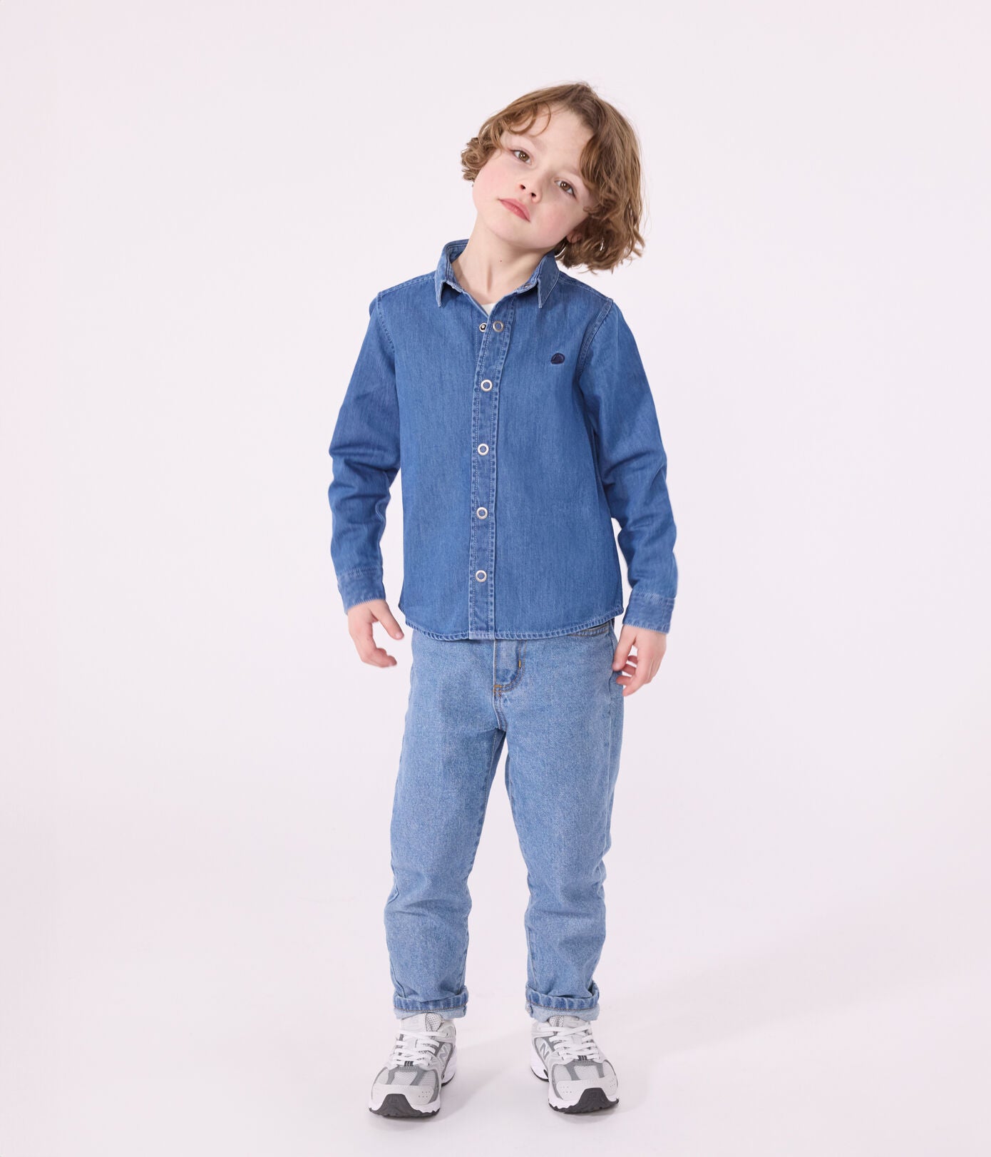 PB-TB034 - Petit Bateau Light denim shirt for boys (blue)