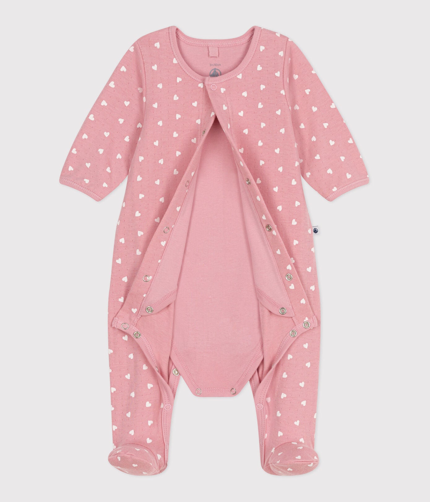 PB-NG042 - Petit Bateau Baby Bodyjama - Charme/Marshmallow