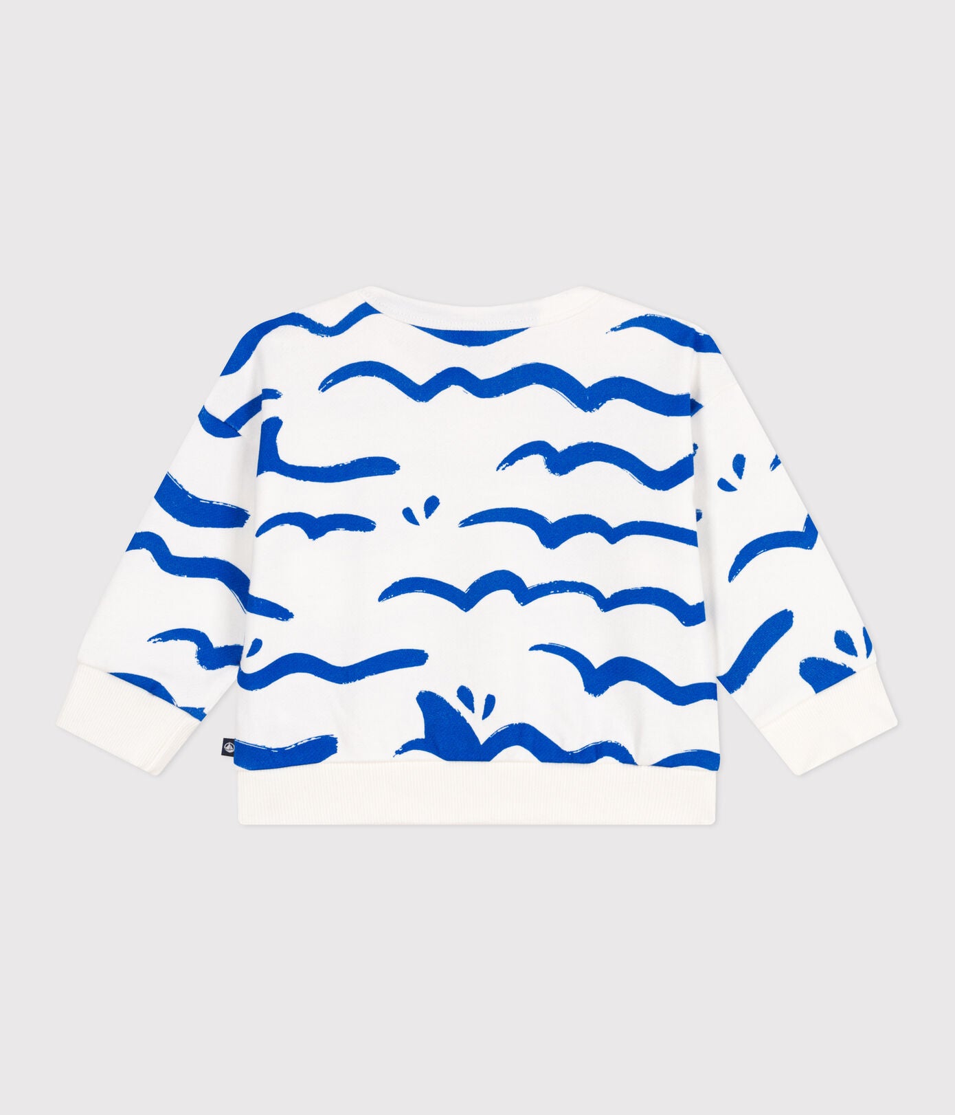 PB-NB039 - Petit Bateau Baby Sweatshirt with shark print (Marshmallow Porcelana)