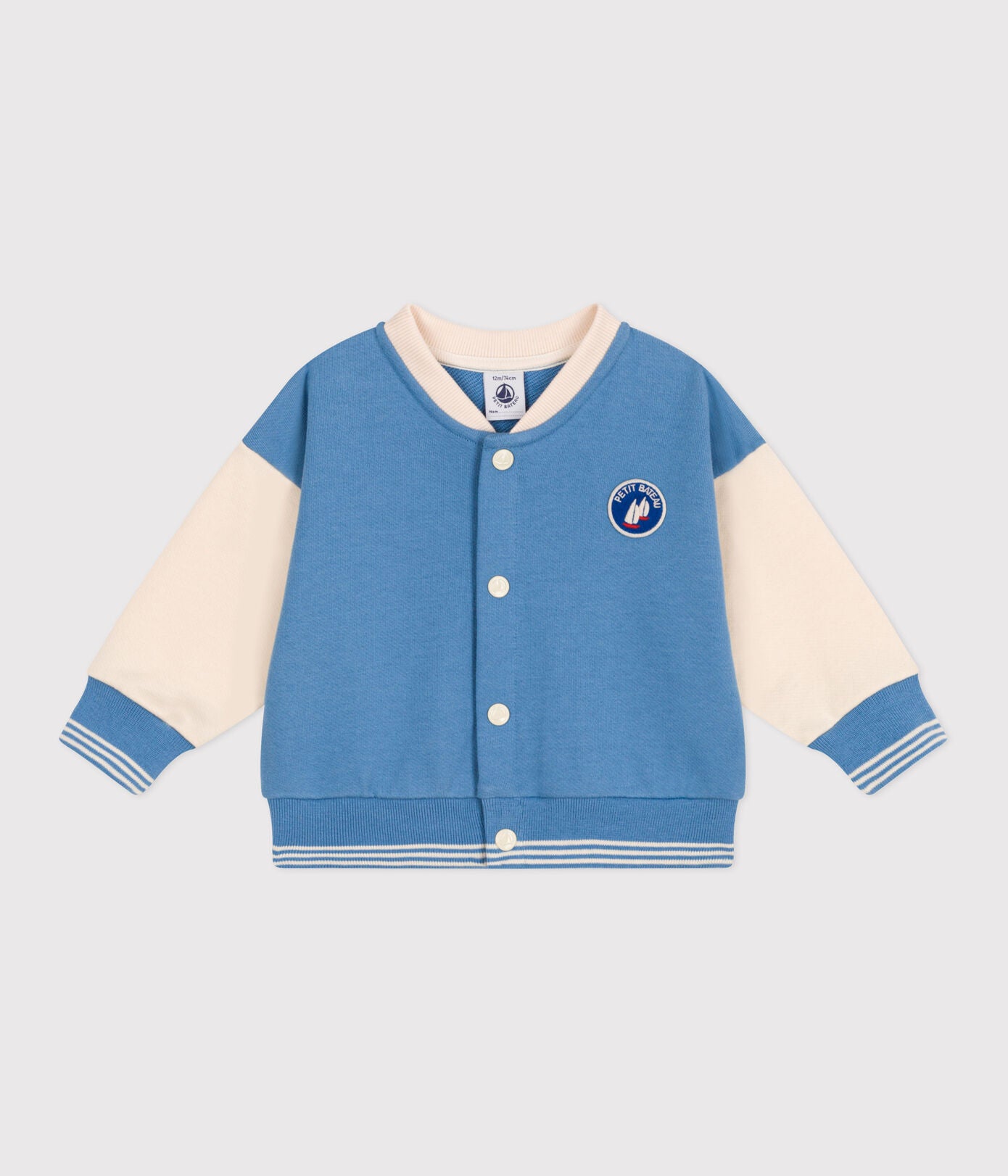 PB-NB041 - Petit Bateau Baby Jacket with colour-block (Alaska Avalanche)