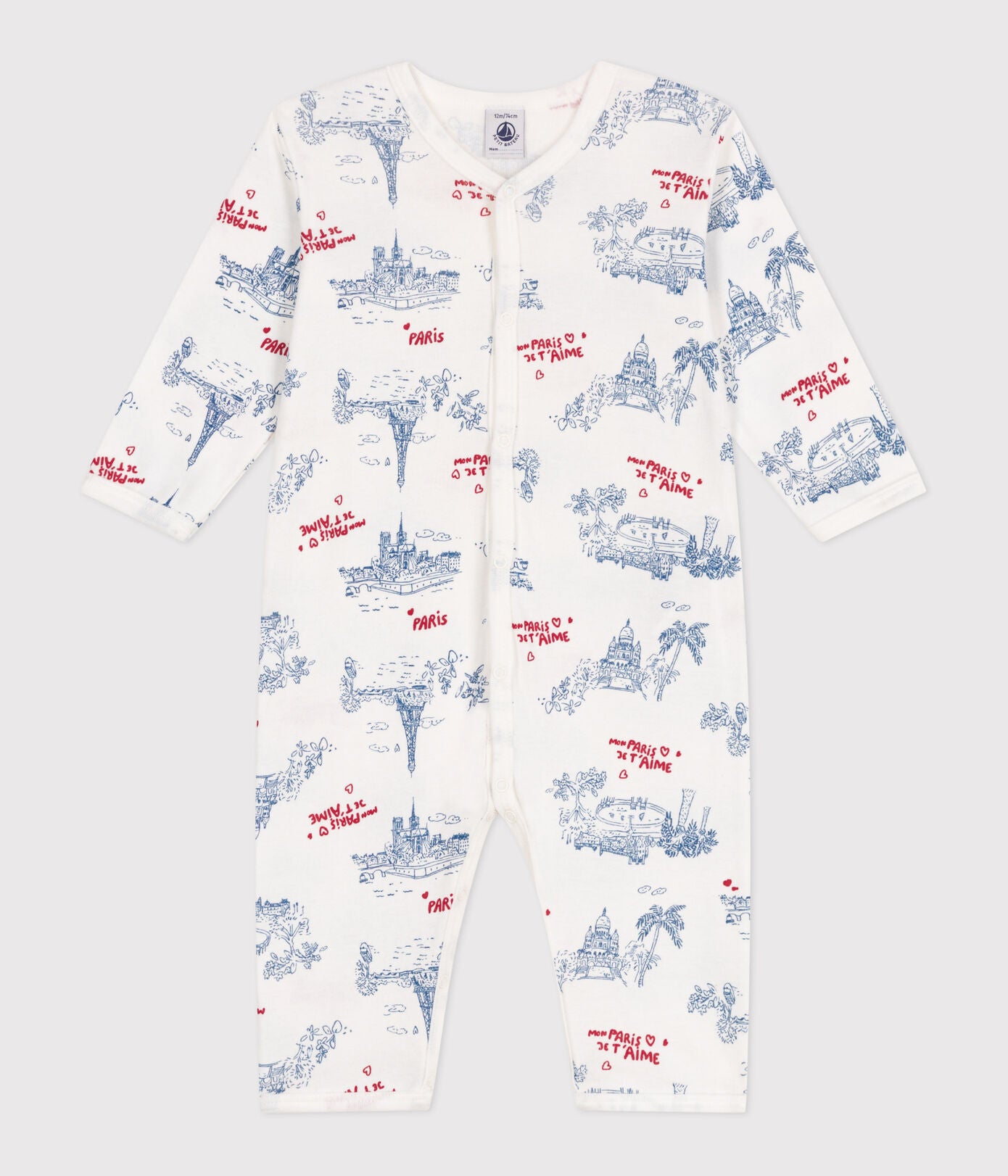 PB-NG041 - Petit Bateau Baby Pyjamas - Marshmallow/Multico