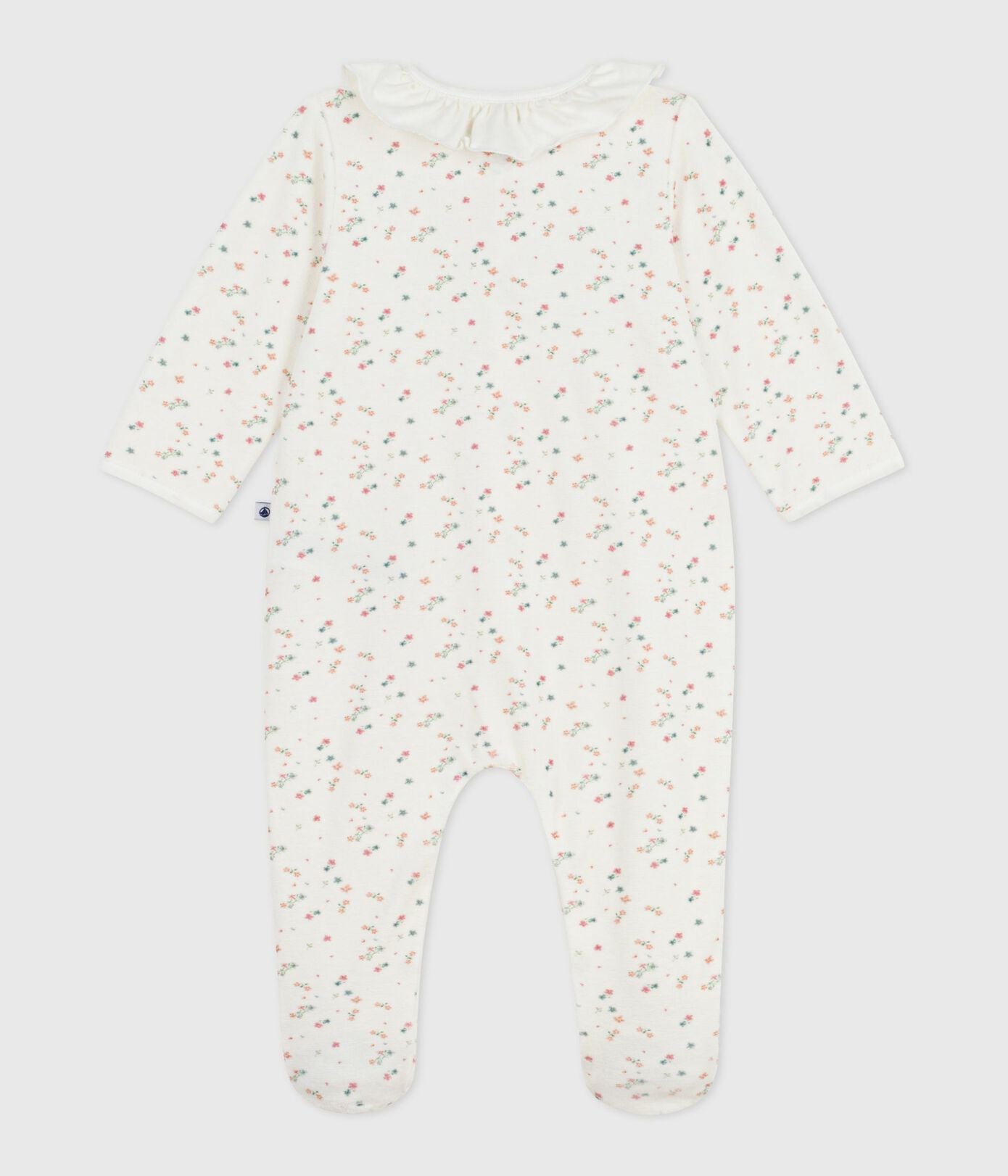 PB-NG027 - Petit Bateau Baby Velour Pyjamas Floral Print (White / Multicolour)