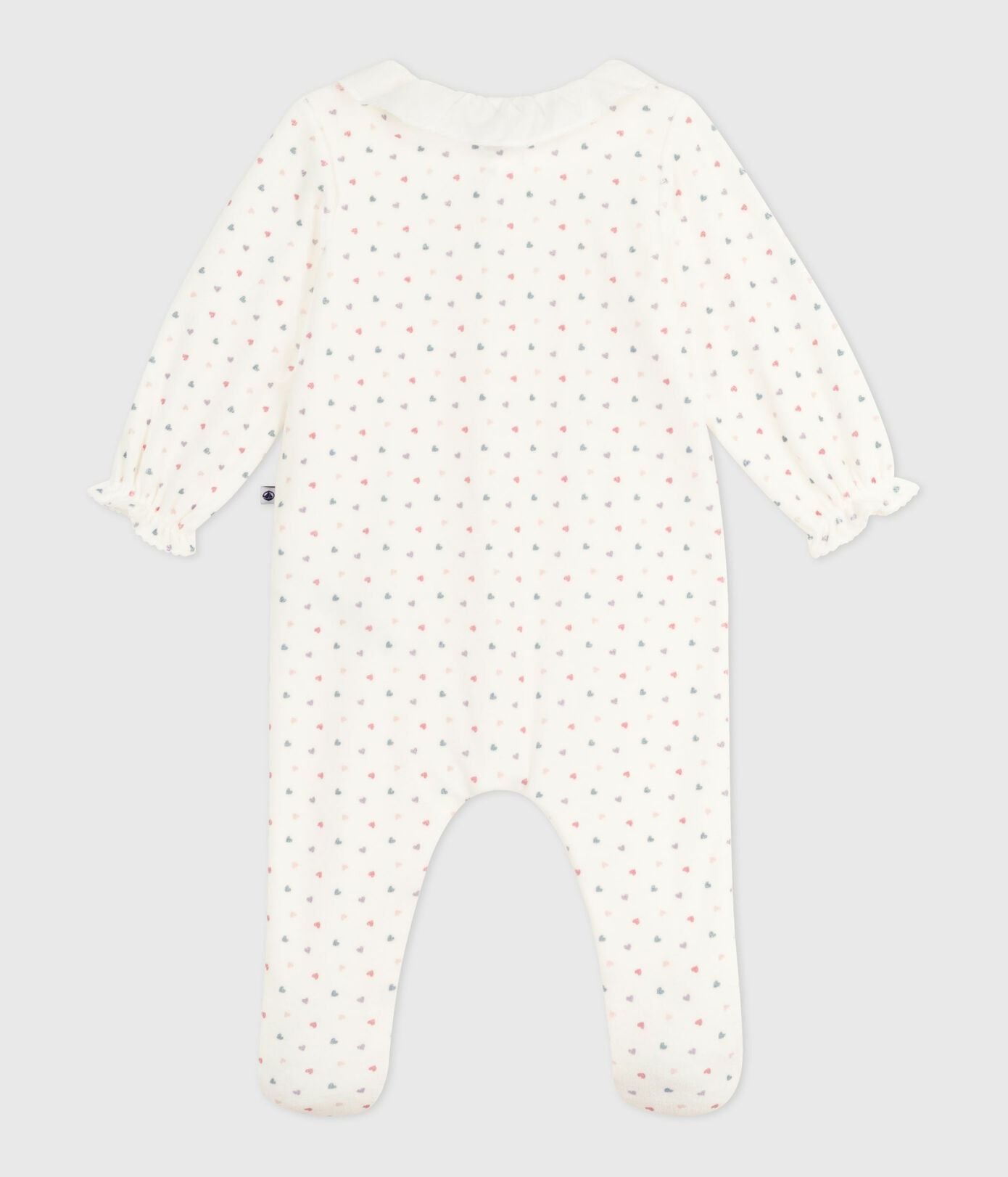 PB-NG026 - Petit Bateau Baby Velour Pyjamas Heart Print (White / Multicolour)
