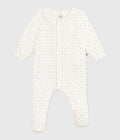 PB-NG026 - Petit Bateau Baby Velour Pyjamas Heart Print (White / Multicolour)