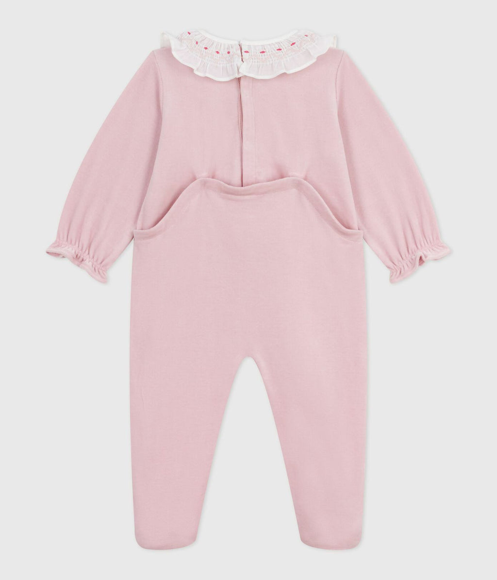 PB-NG025 - Petit Bateau Baby Velour Pyjamas (Pink)