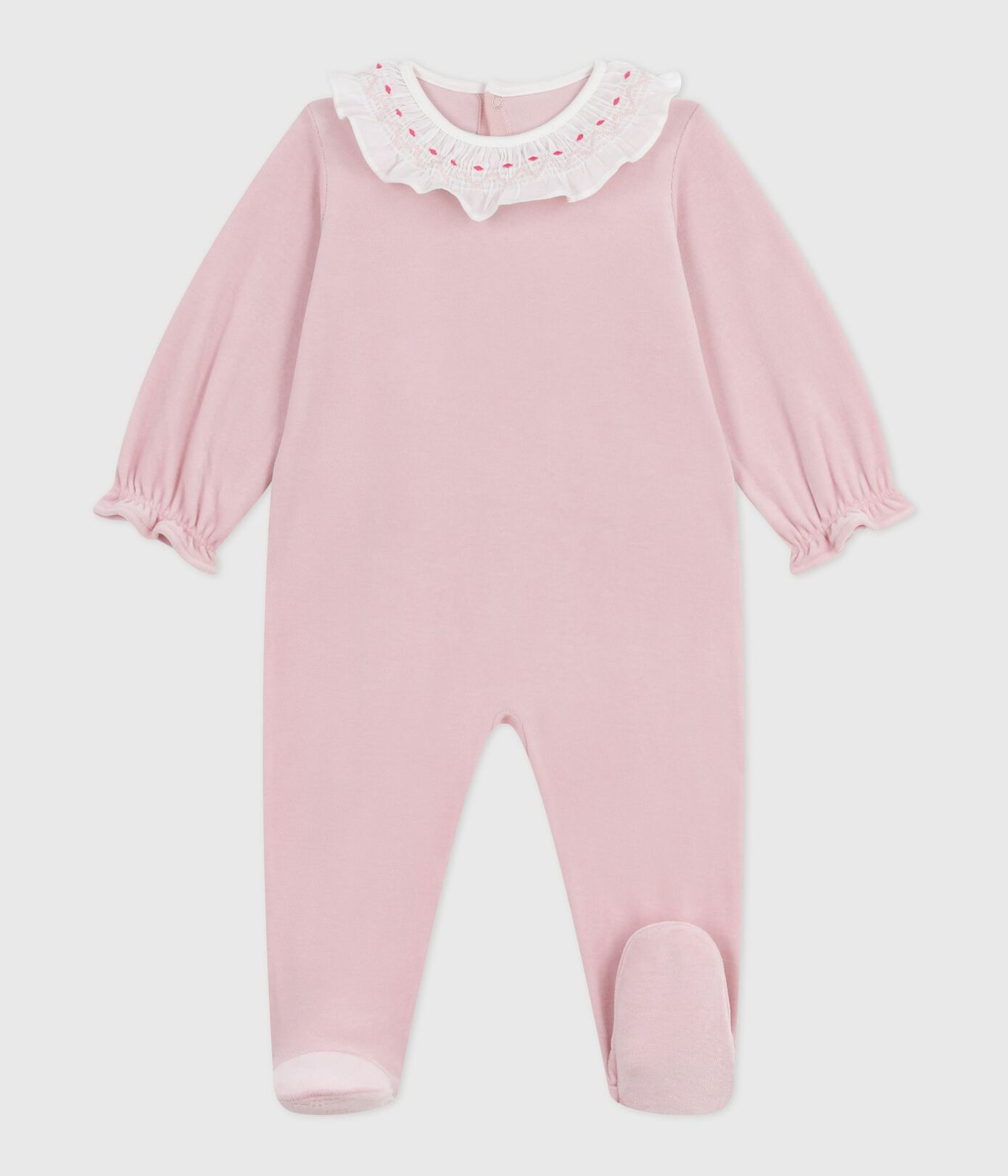 PB-NG025 - Petit Bateau Baby Velour Pyjamas (Pink)