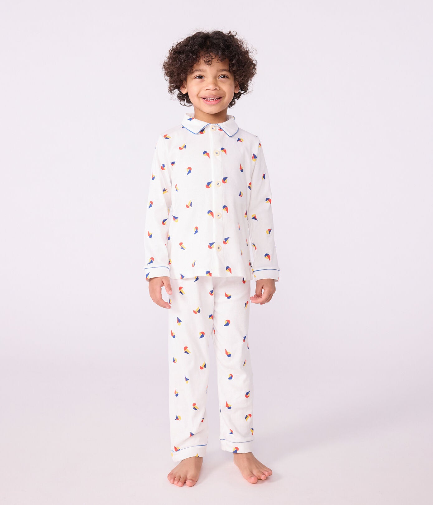 PB-TB024 - Petit Bateau Boys Pyjamas Printed (White / Blue / Multicolour)