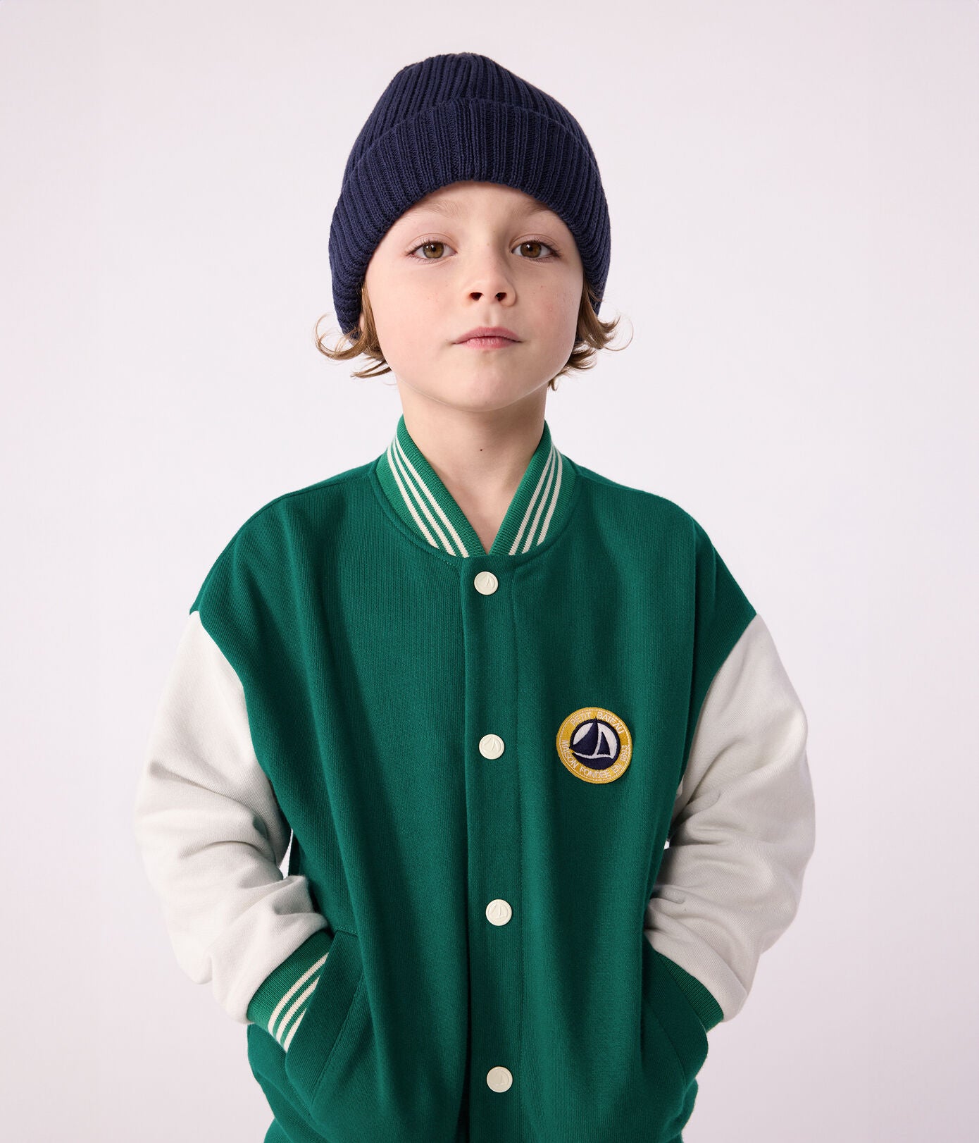 PB-TB027 - Petit Bateau Boys Teddy Jacket - Evergreen/Milk