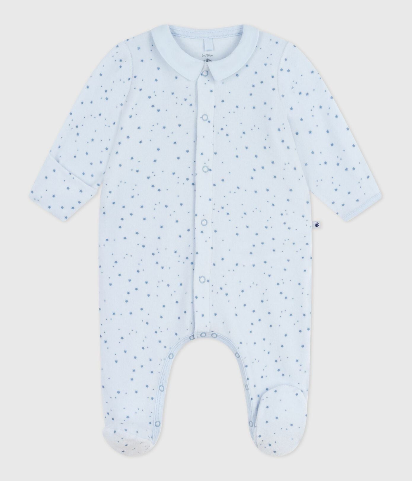 PB-NB031 - Petit Bateau Baby pyjamas in chenille with collar and print