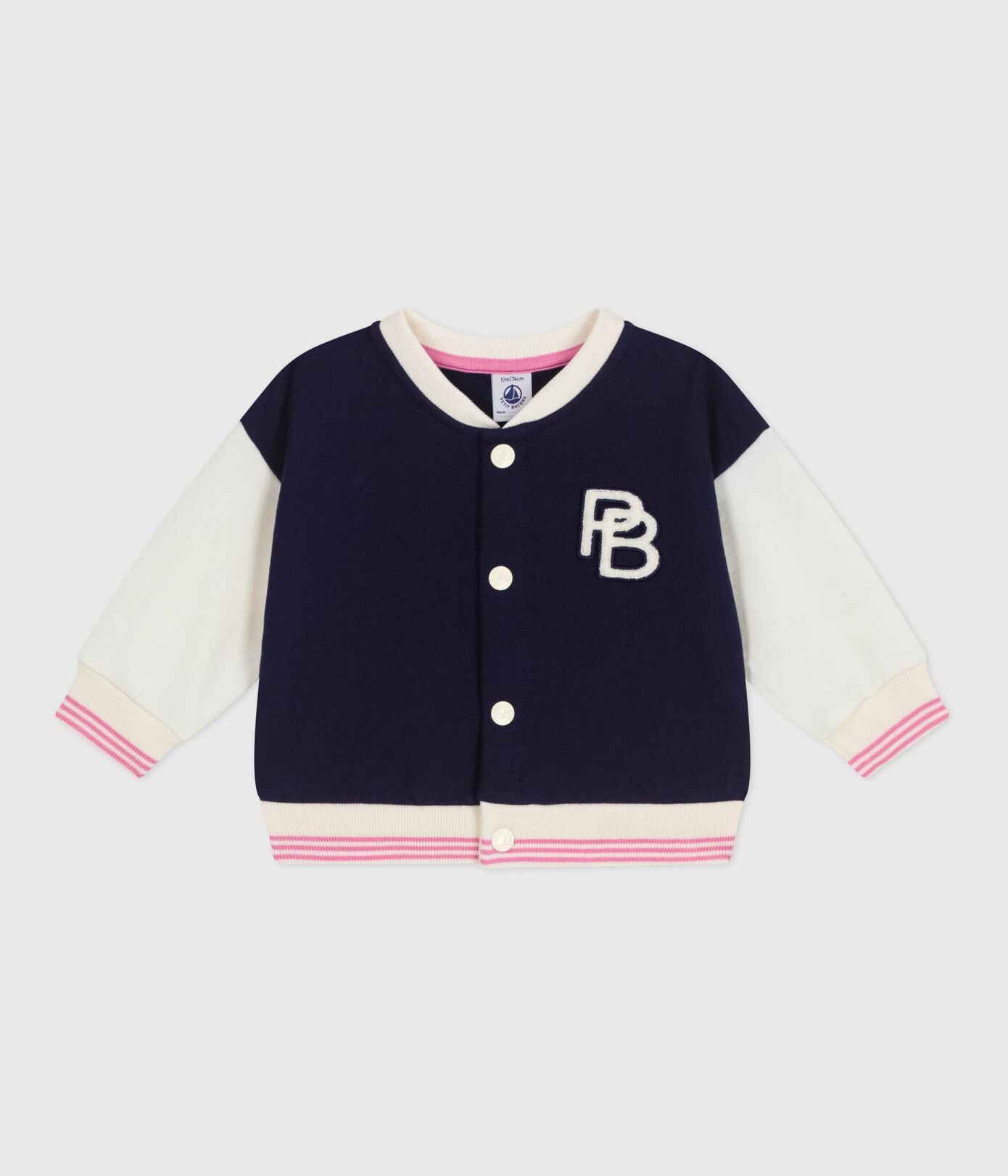 PB-NG017 - Petit Bateau Cotton teddy-style jacket for baby girl