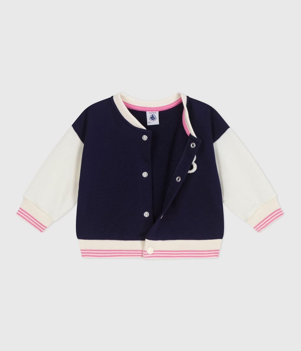 PB-NG017 - Petit Bateau Cotton teddy-style jacket for baby girl