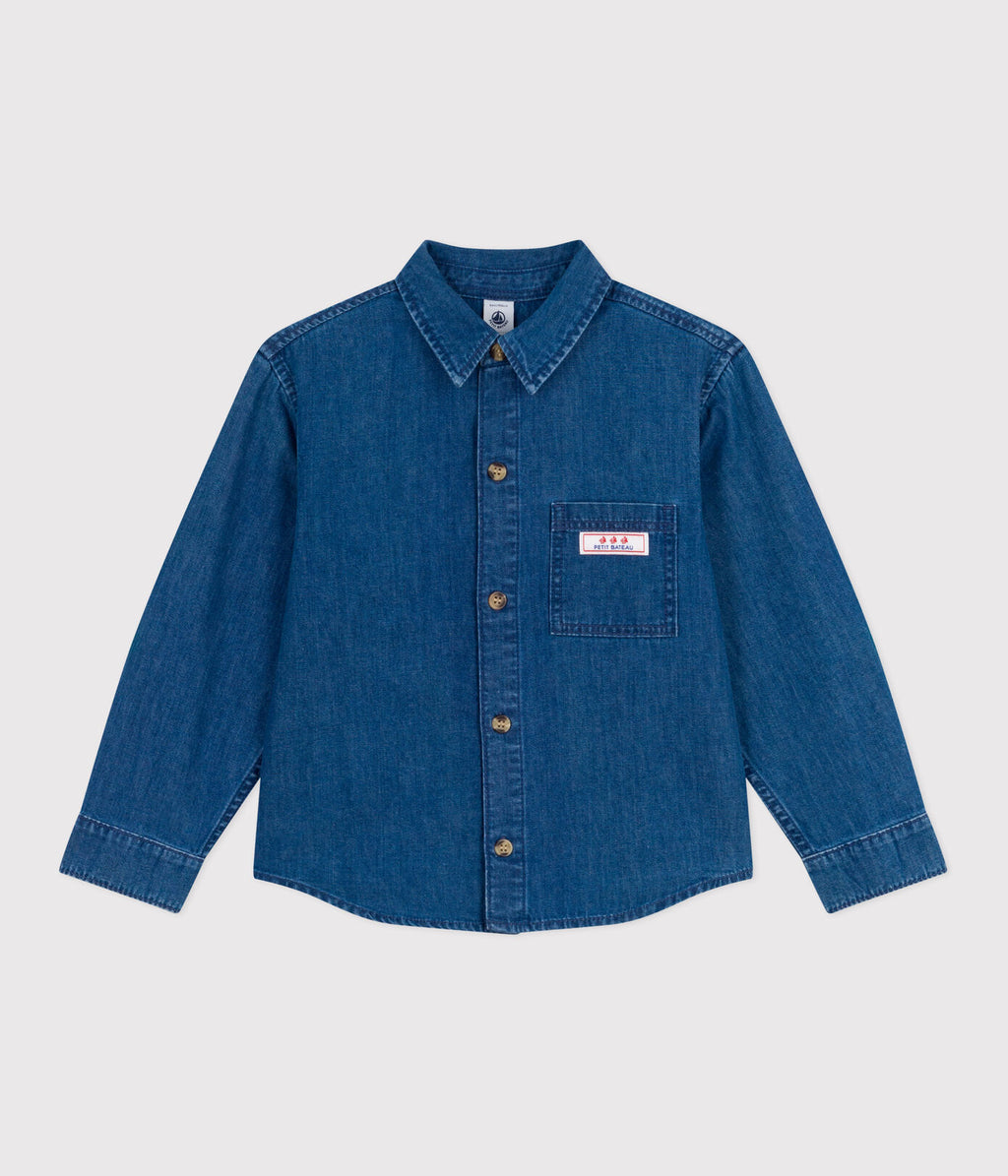 PB-TB035 - Petit Bateau Denim shirt for boys (medium denim)