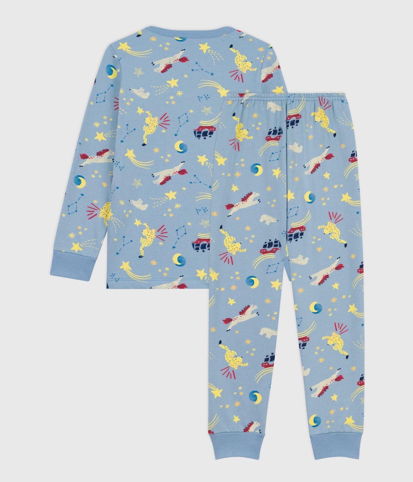 PB-TB022 - Petit Bateau Boys Brushed Fleece Pyjamas Printed (Blue / Multicolour)