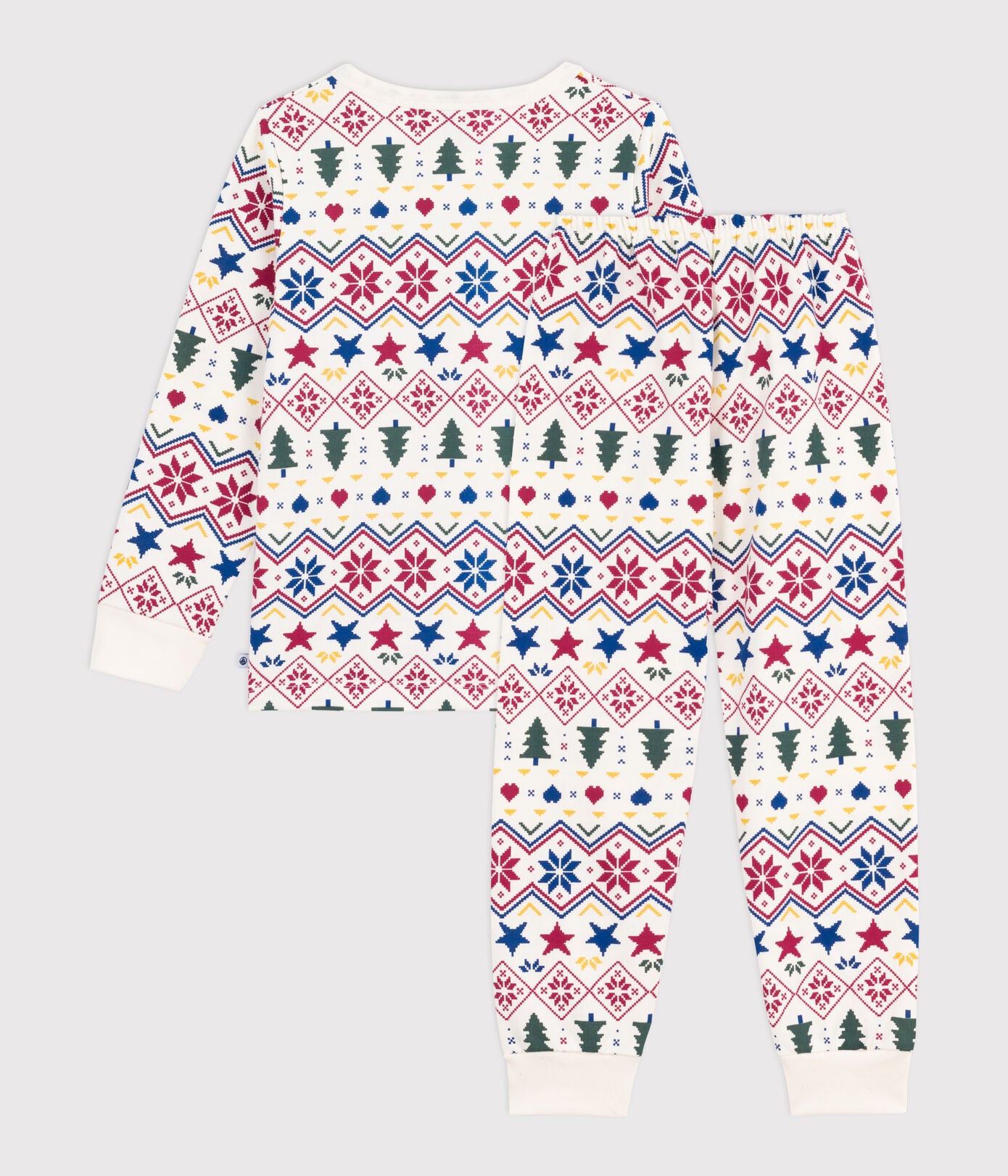 PB-TB023 - Petit Bateau Boys Brushed Fleece Pyjamas Festive Print (Ecru / Multicolour)