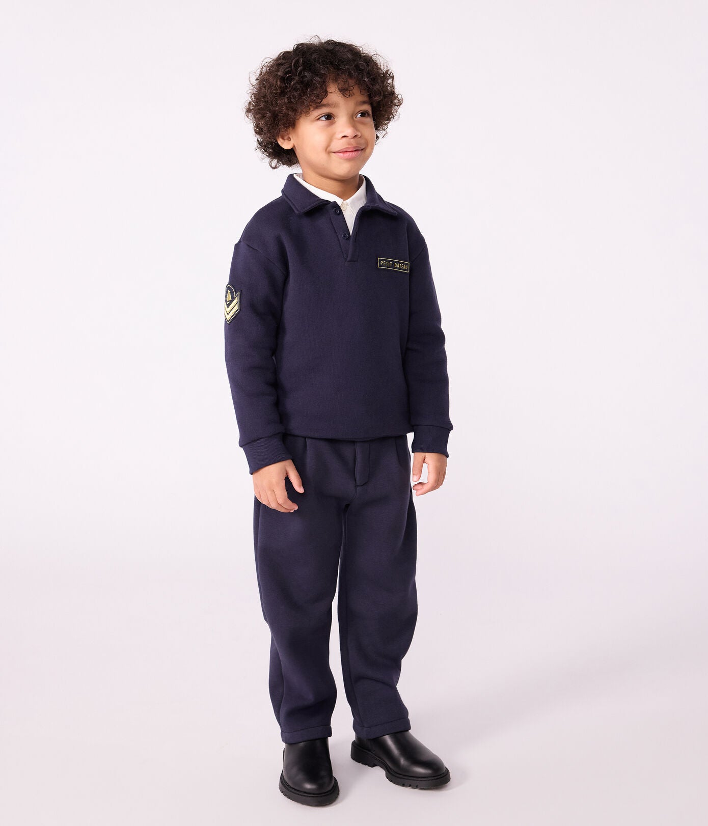 PB-TB047 - Petit Bateau Boys polo-style cotton sweatshirt