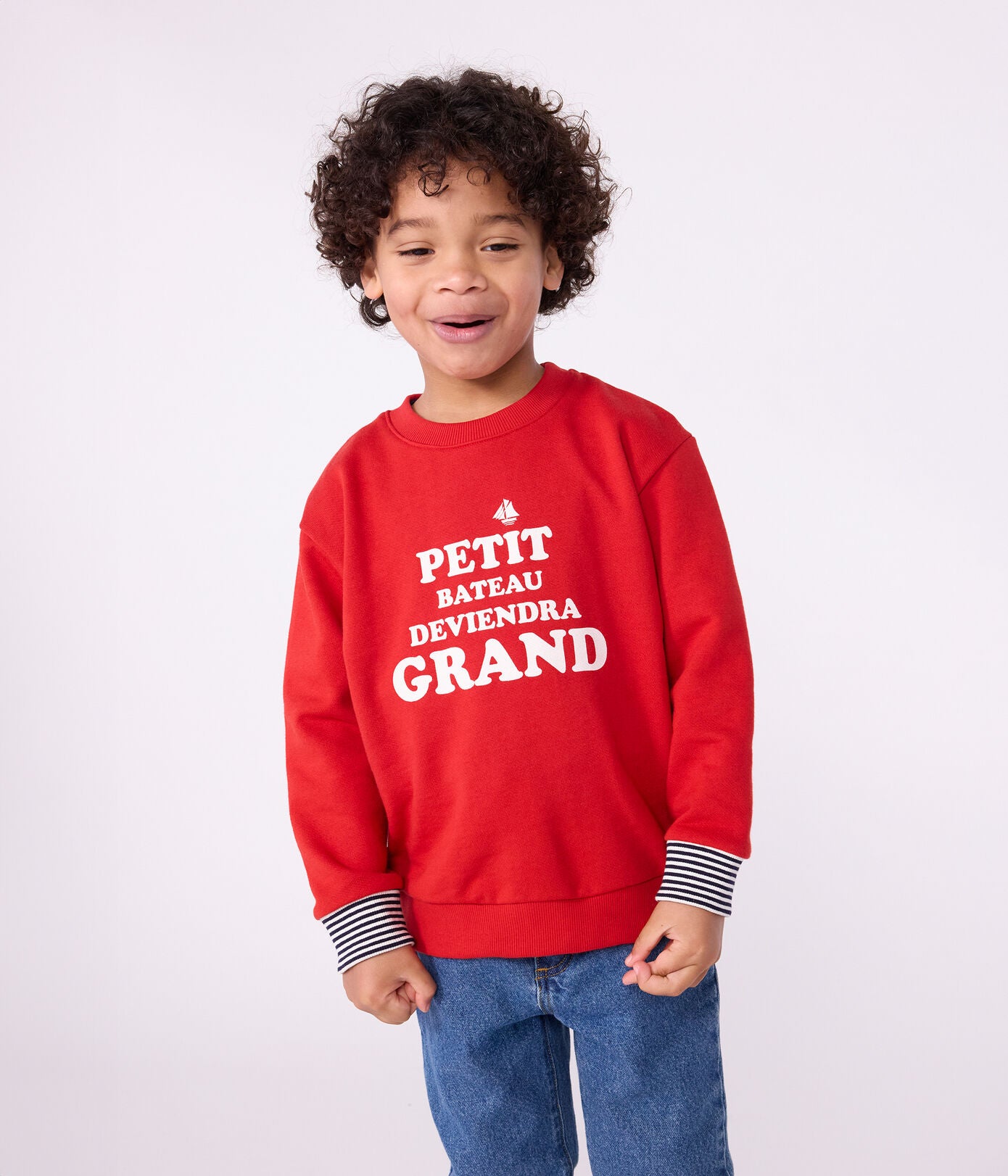 PB-TB046 - Petit Bateau Children's printed cotton sweatshirt (Red)