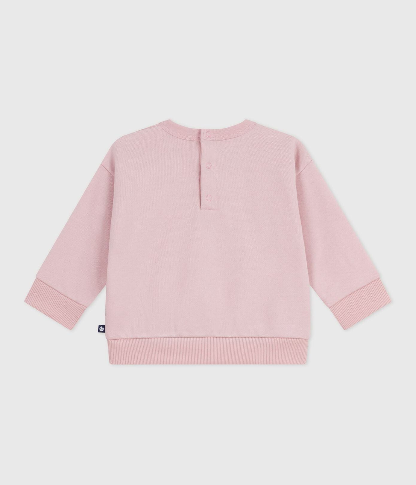 PB-NG014 - Petit Bateau Cotton sweatshirt with Petit Bateau embroidery for baby (Pink)