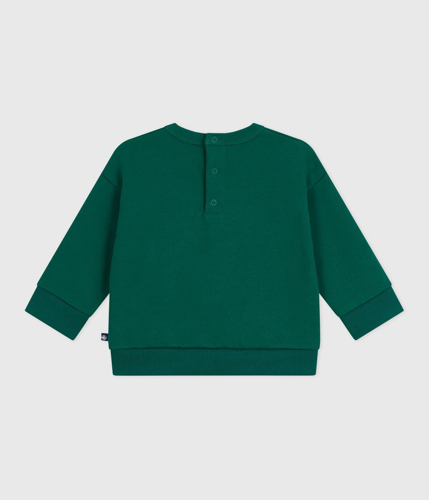 PB-NB026 - Petit Bateau Cotton sweatshirt with Petit Bateau embroidery for baby (Evergreen)