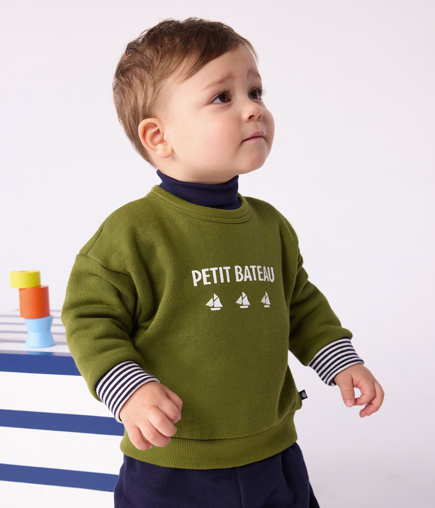 PB-NB042 - Petit Bateau Baby Sweatshirt with vintage motif (Cedar)