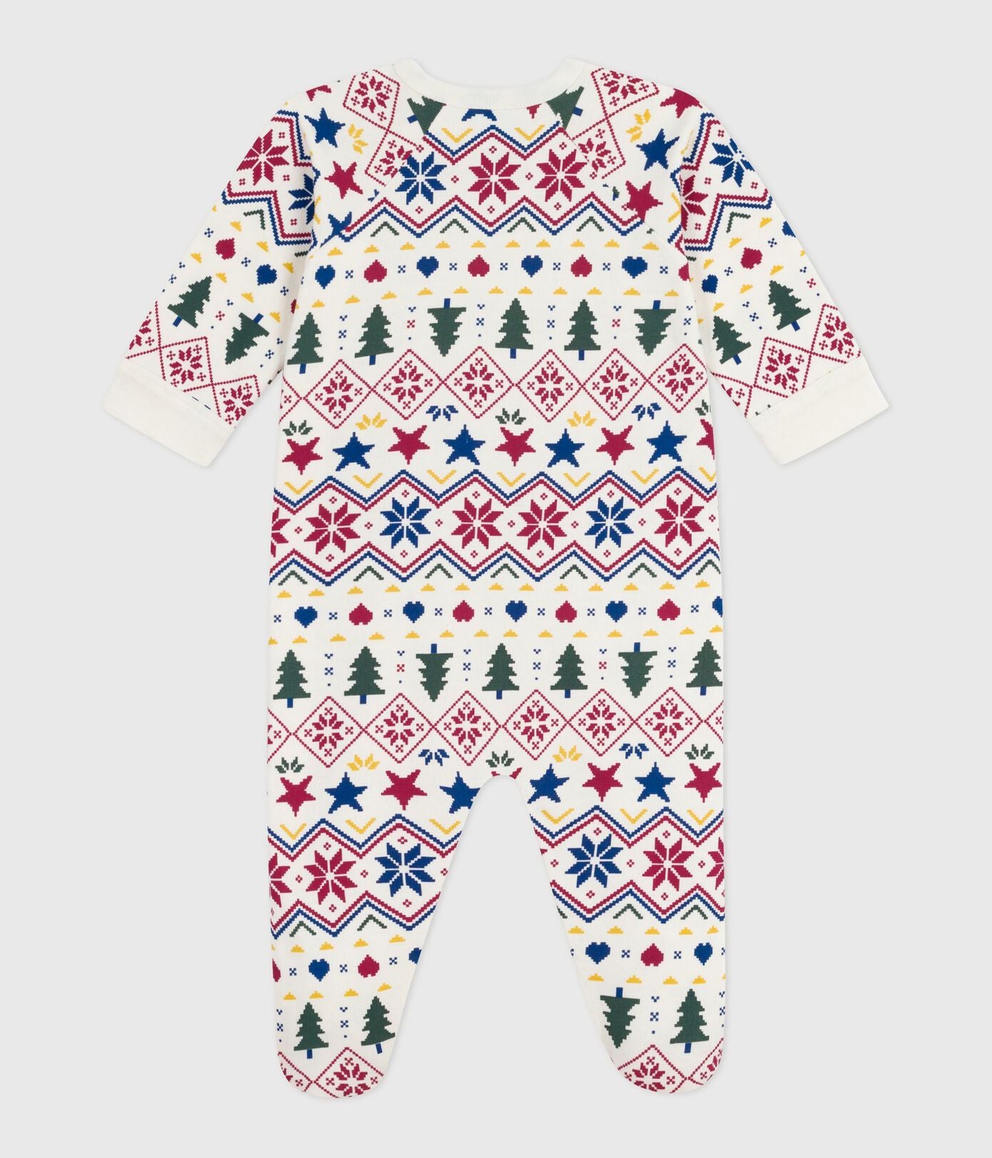 PB-NG022 - Petit Bateau Baby Brushed Fleece Pyjamas Festive Print (Ecru / Multicolour)