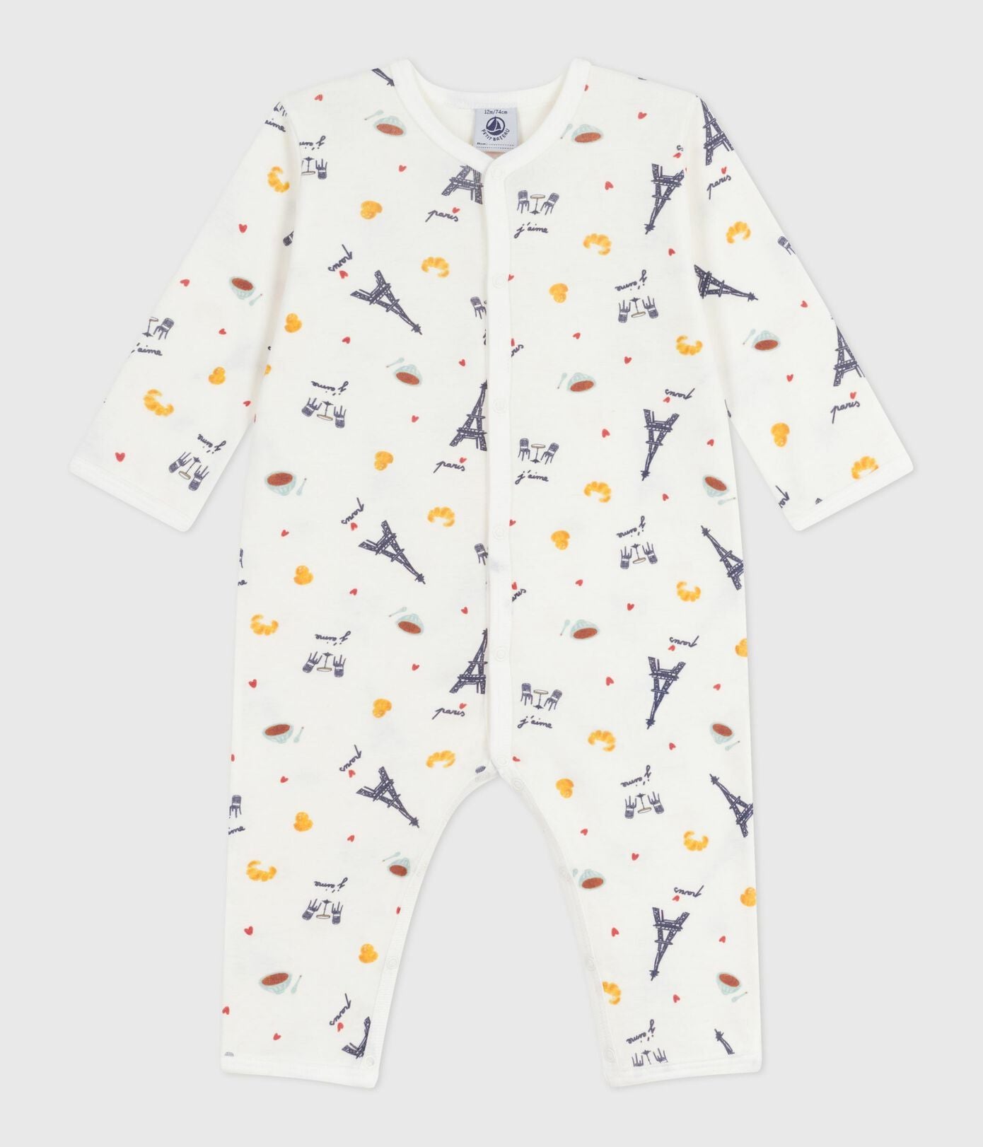 PB-NG039 - Petit Bateau Baby Pyjamas - Marshmallow/Multico