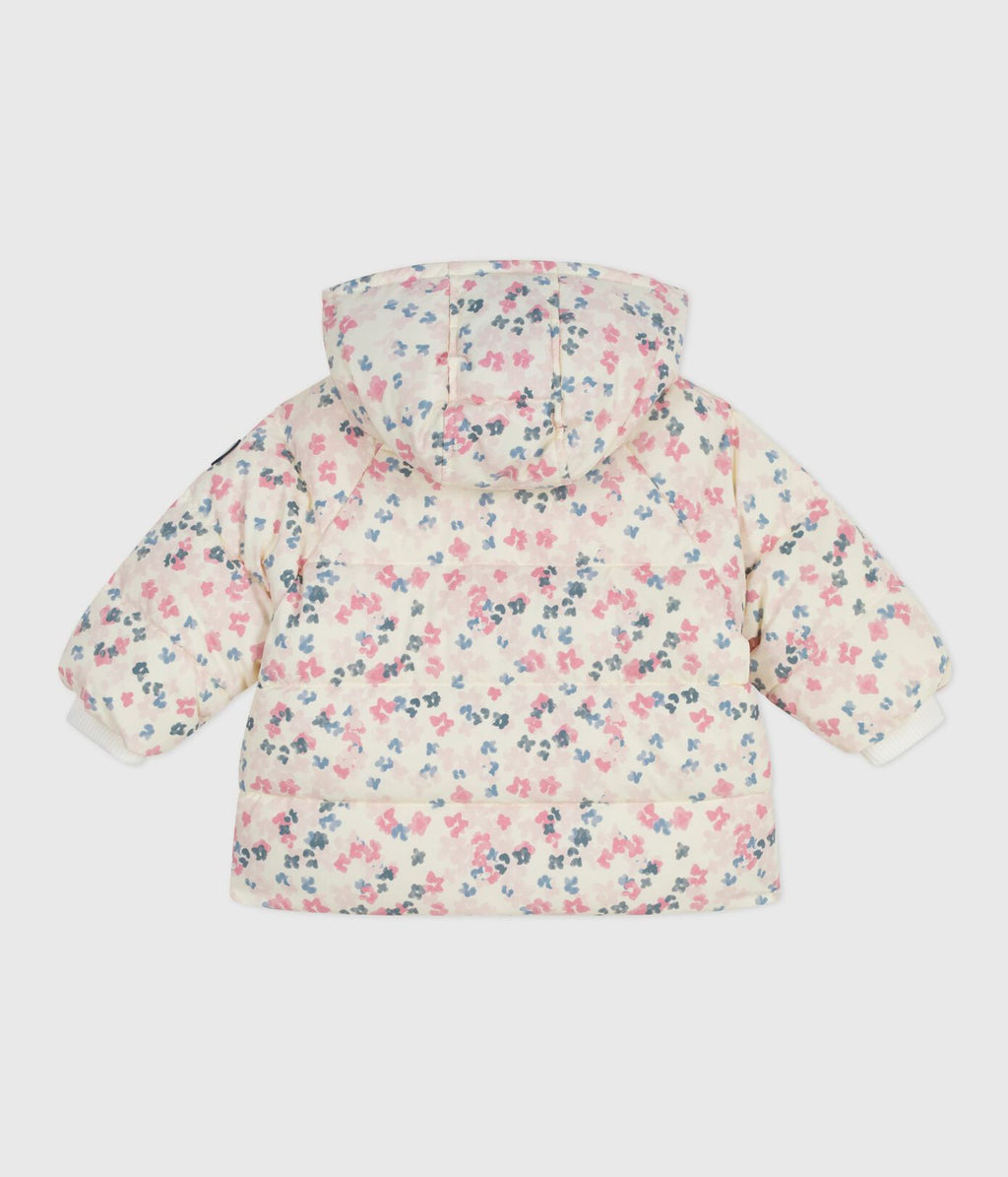 PB-NG009 - Petit Bateau Baby Floral Puffer Jacket with Detachable Hood