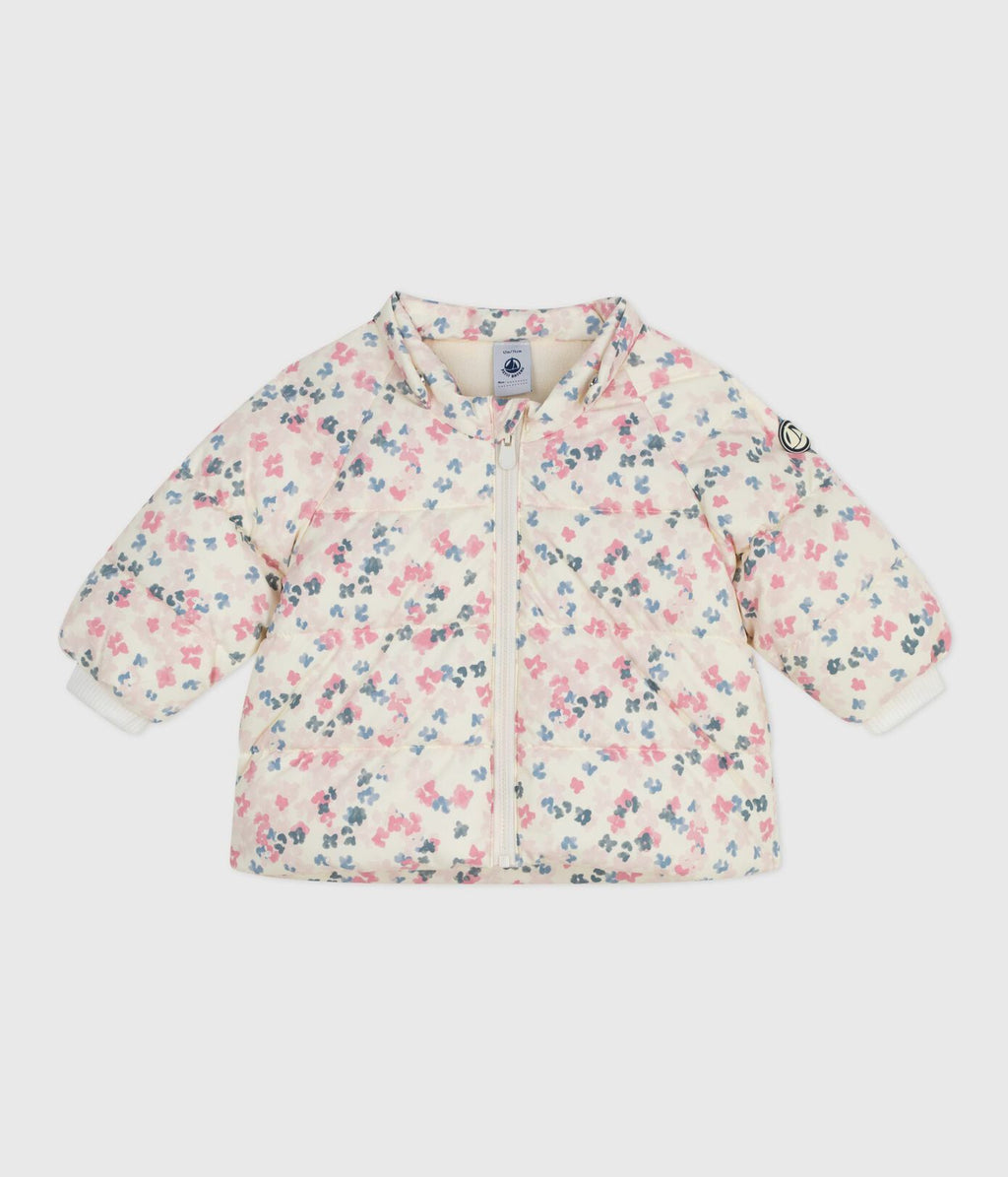 PB-NG009 - Petit Bateau Baby Floral Puffer Jacket with Detachable Hood